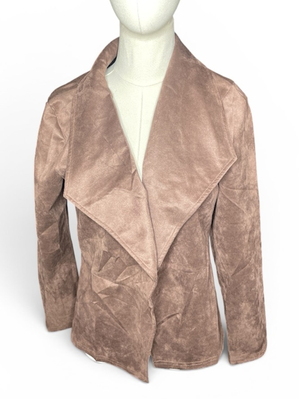 Open-Front Suede-Like Jacket